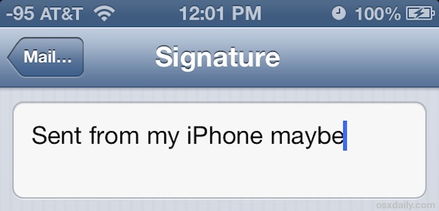 Измените отправку с моей подписи iPhone
