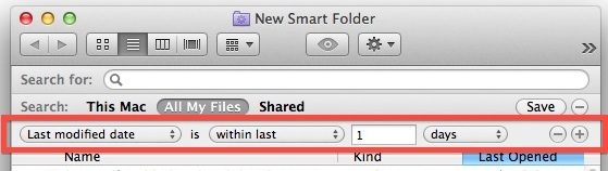 Дата последней модификации Smart Folder