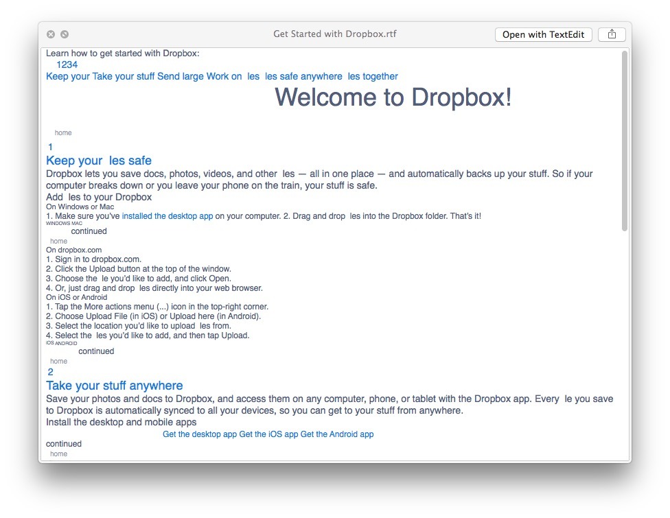 Пример вывода PDF, преобразованного в txt doc в Mac OS X