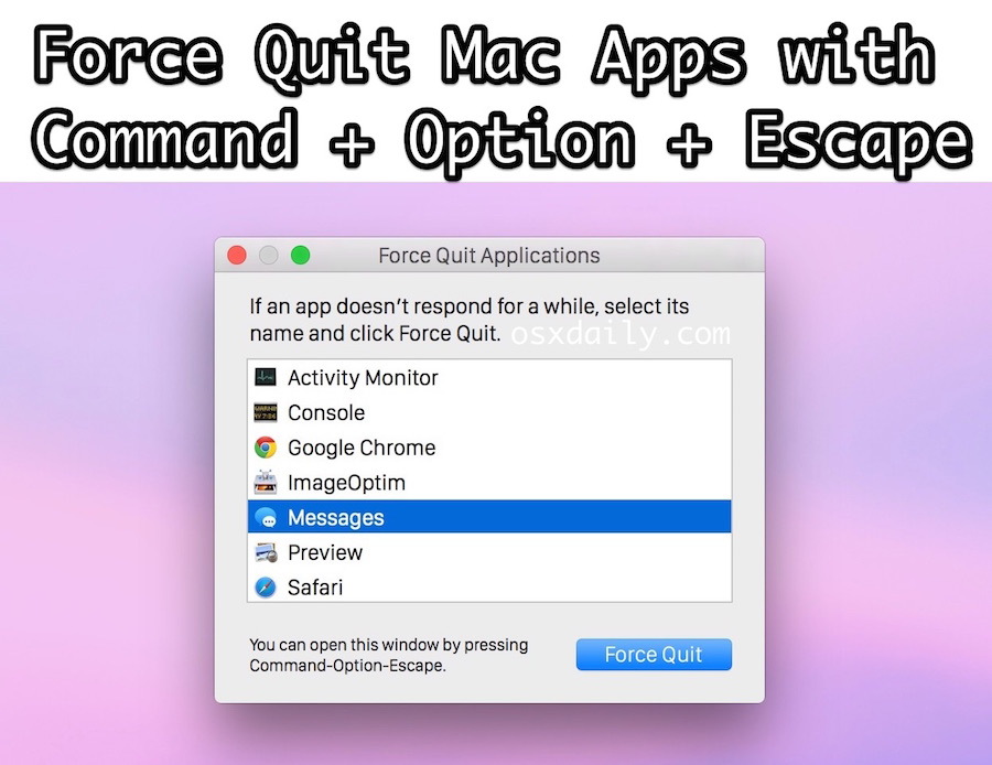 Выйти из приложений Mac с помощью сочетания клавиш