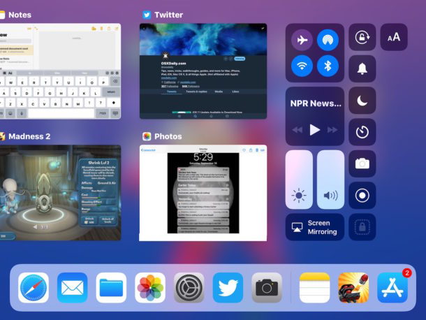 iPad Dock и многозадачность в iOS 11