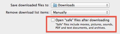 Отключить открытые безопасные файлы после загрузки