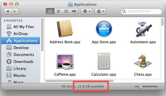Проверьте доступное дисковое пространство на Mac