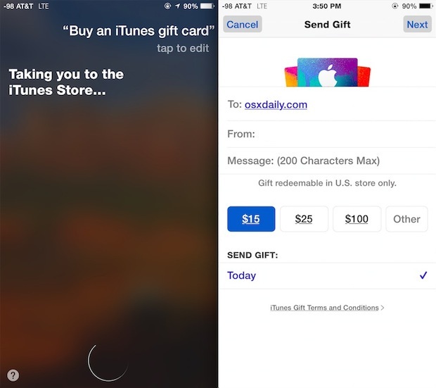 Купить подарочную карту iTunes от Siri