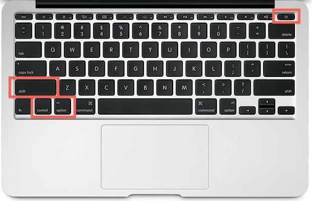 Последовательность клавиш для сброса контроллера SMC на MacBook Air и MacBook Pro Retina