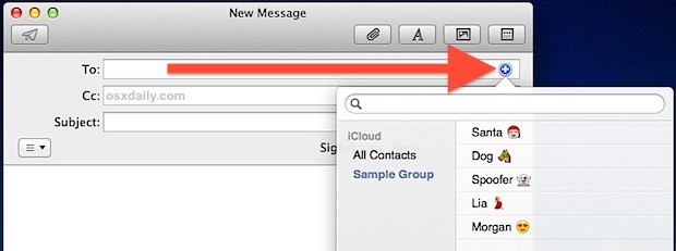 iCloud Контакты Почтовое оформление окна в Mac OS X