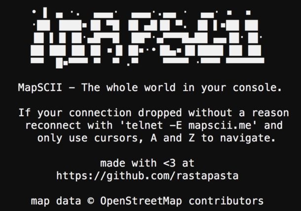 MapSCII - это приложение ASCII-карт для командной строки
