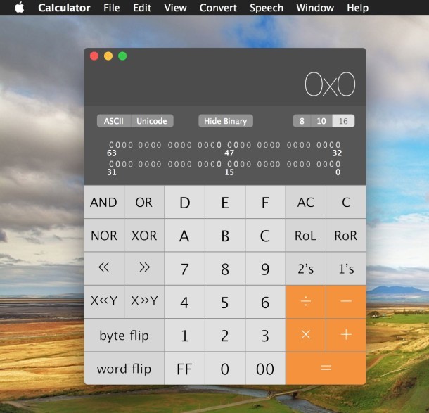 Калькулятор программиста в Mac OS X