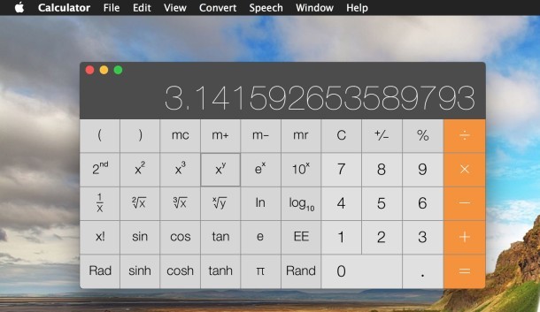 Научный калькулятор в Mac OS X