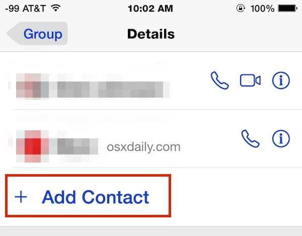 Добавление контакта в групповой чат в приложении «Сообщения» приложения iOS