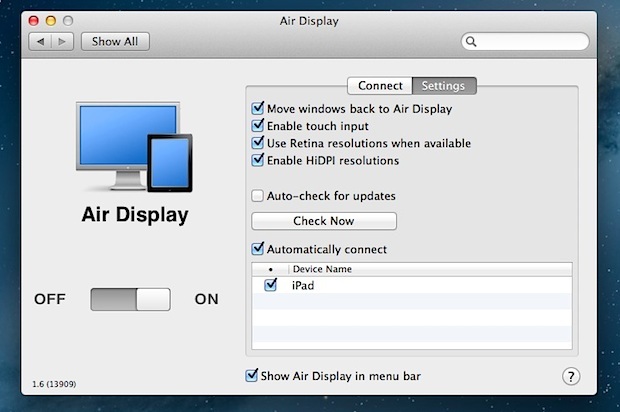 Настройки отображения в Mac OS X