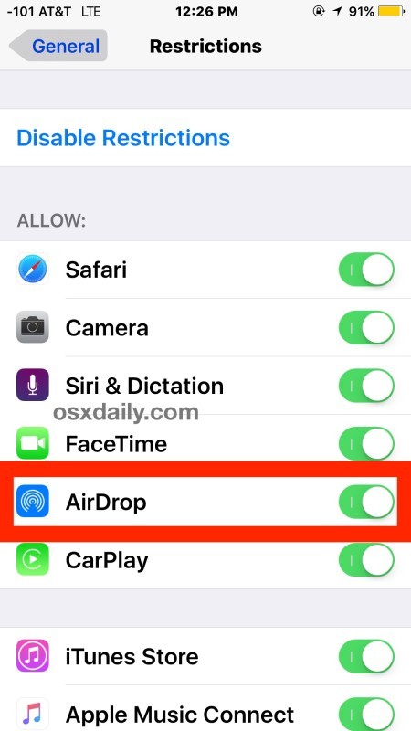 Исправление AirDrop не появляется в iOS