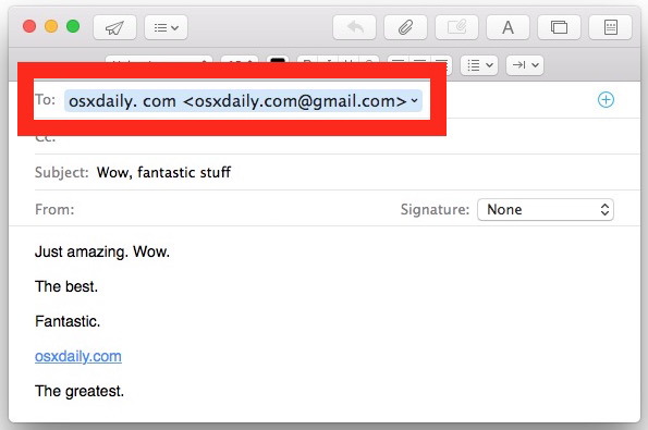 Полный адрес электронной почты, указанный в приложении Mac Mail