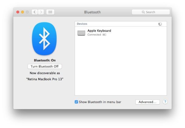 Apple Keyboard работает в Bluetooth и подключен
