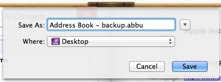Резервная адресная книга в Mac OS X