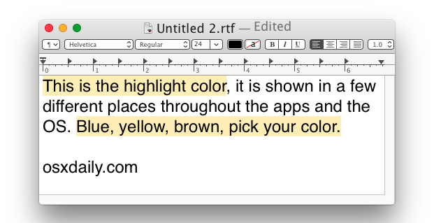 Выделите цвет в Mac OS X