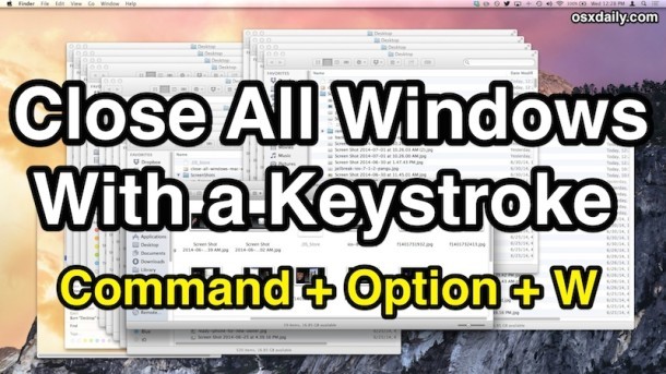 Закрыть все Windows в Mac OS X с нажатием клавиши