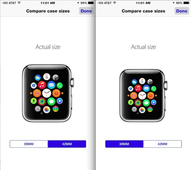 Сравните фактические размеры Apple Watch