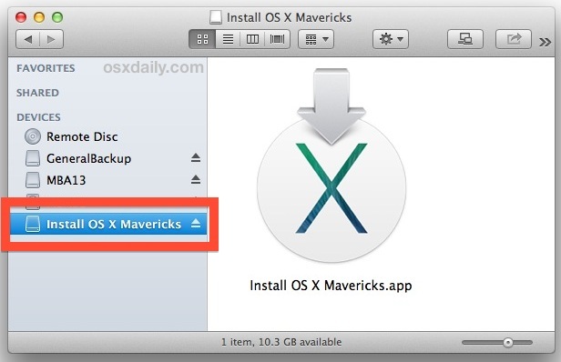 Установочный диск OS X Mavericks