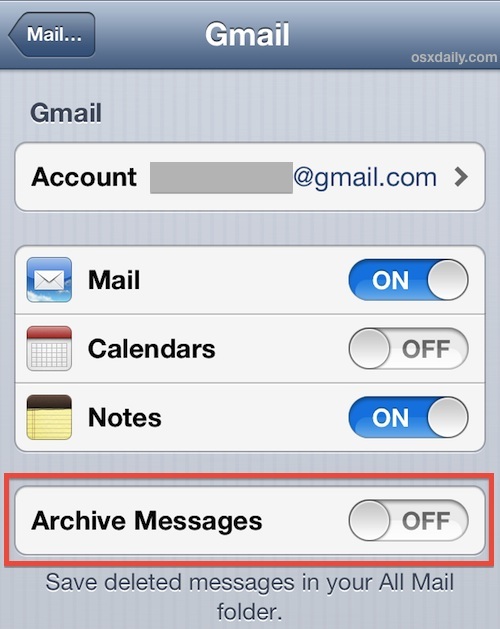 Включить кнопку «Удалить почту» в iOS