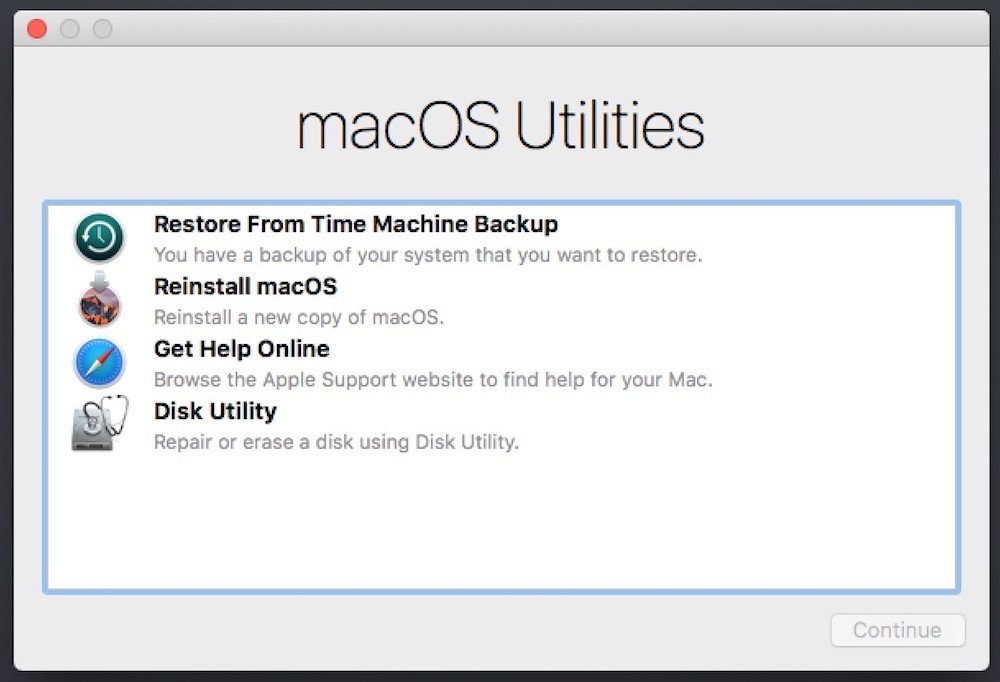 Утилиты MacOS в режиме восстановления