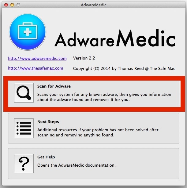 AdwareMedic будет сканировать, обнаруживать и удалять рекламное ПО в Mac OS X