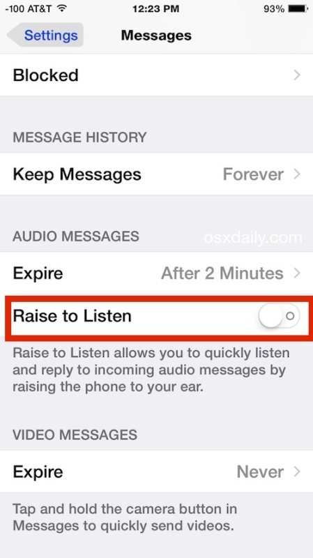Поднять для прослушивания и поднять для ответа на аудиосообщения в iOS