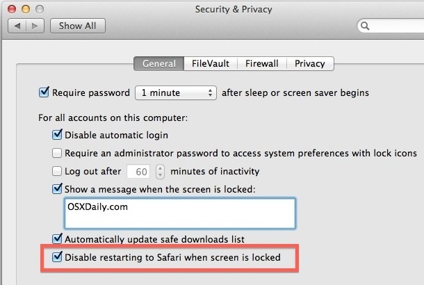 Отключить учетную запись пользователя Safari в Mac OS X Lion