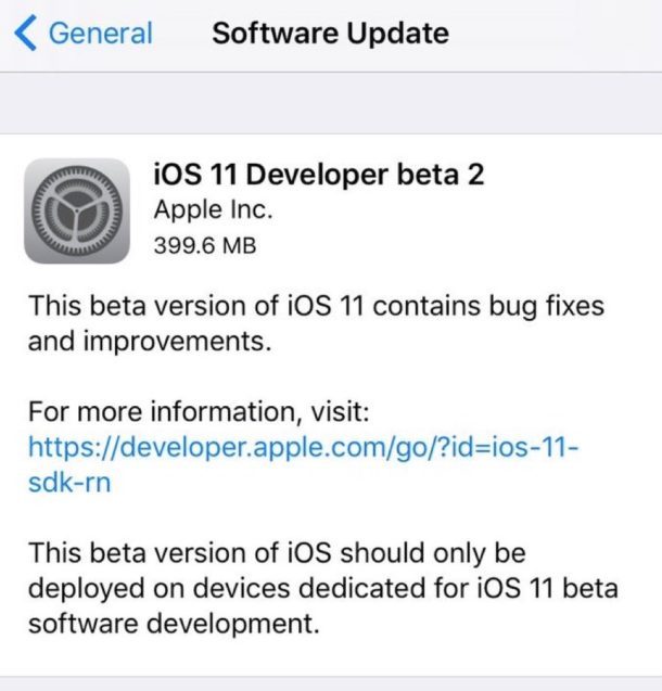 Разработчик iOS 11 бета 2