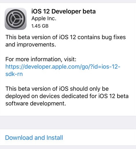 iOS 12 beta 1 скачать