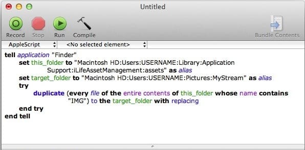 Загрузите фотопотоки изображений в папку Mac OS X с помощью AppleScript