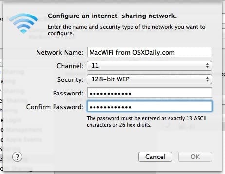 Доля Интернета от Mac Wirelessly