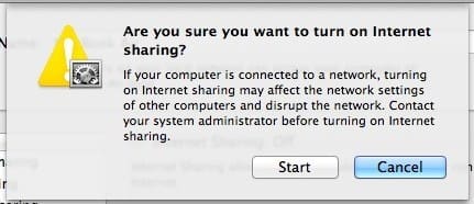 Включить совместное использование Интернета с Mac