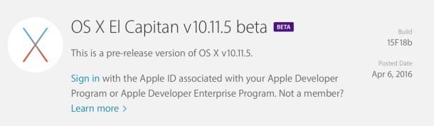 OS X 10.11.5 бета 1