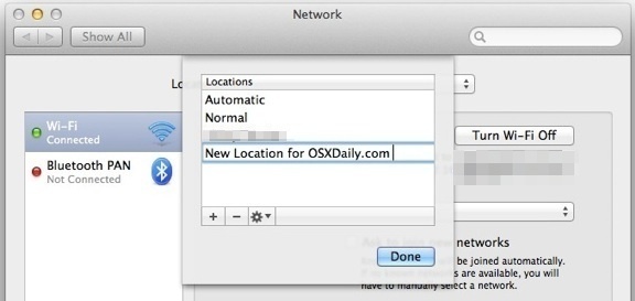 Добавить новое сетевое расположение в Mac OS X