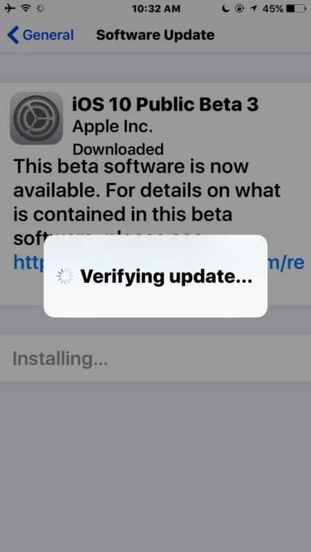 iOS застрял в проверке обновлений