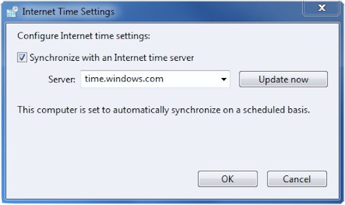 Синхронизировать интернет-сервер времени в Windows