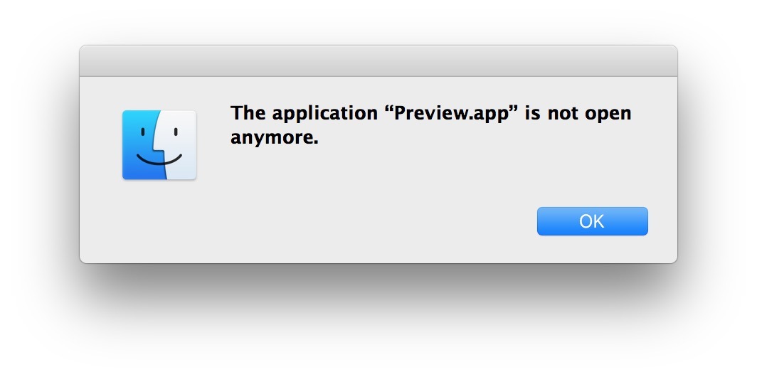 Имя приложения больше не открыто. Сообщение об ошибке Mac