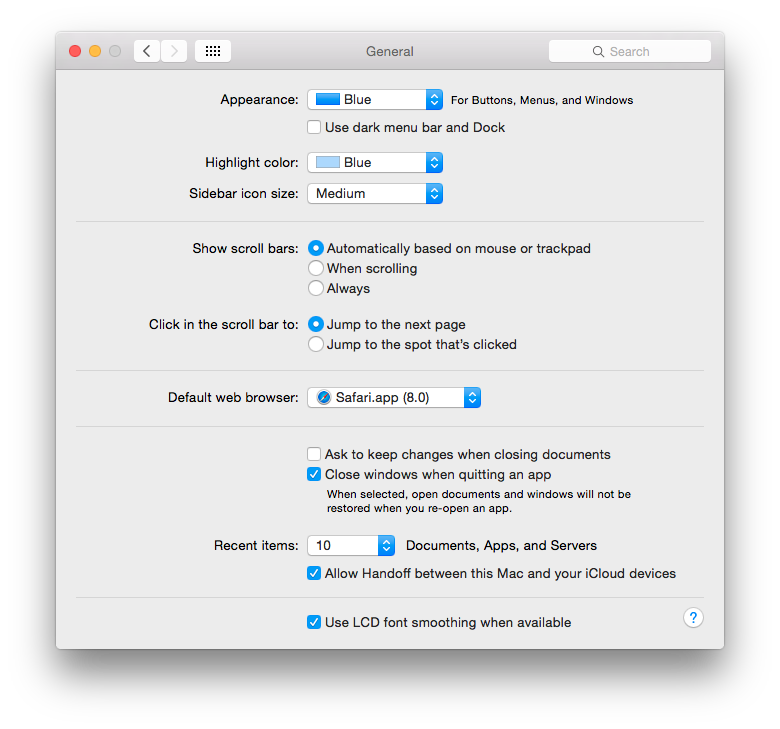 Сглаживание шрифта по умолчанию в OS X Yosemite