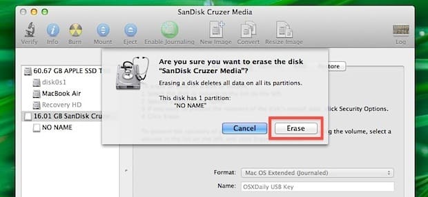 Отформатируйте USB-накопитель для использования на Mac