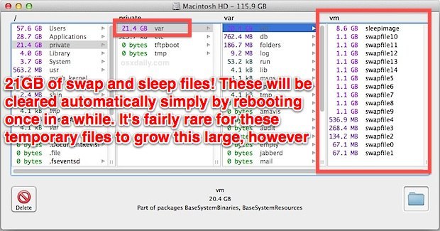 Огромные файлы смены и спящего образа в Mac OS X