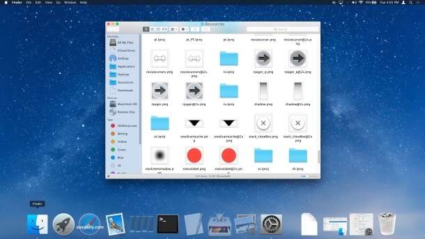 OS X прозрачная док-станция Yosemite и прозрачные окна