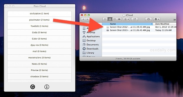 Легкий доступ к файлу iCloud с помощью приложения Plain Cloud для OS X