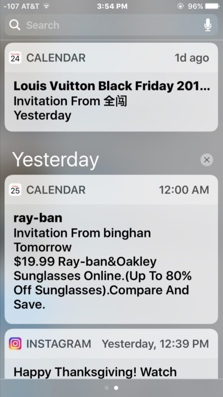 iCloud Calendar spam приглашает на iPhone уведомления