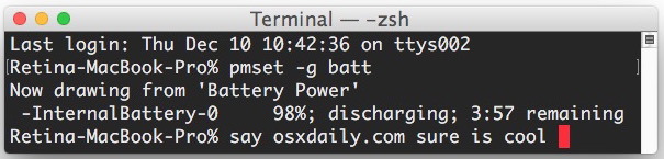 Получение информации о батарее Mac из командной строки в OS X