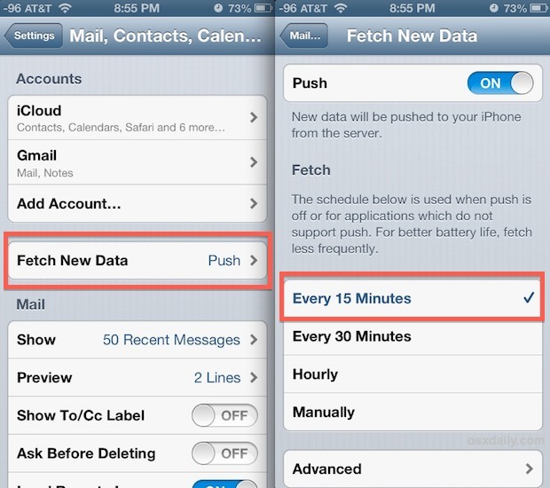 Получайте новые электронные письма на iPhone быстрее