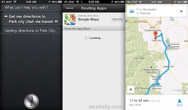 Siri Направления с Google Maps