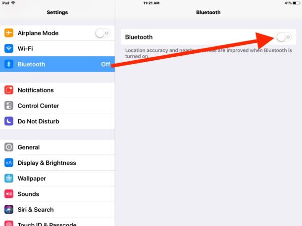 Как отключить Bluetooth в iOS 11