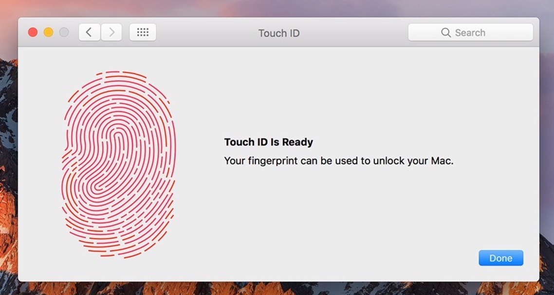 Добавить новый отпечаток пальца на сенсорный ID на Mac