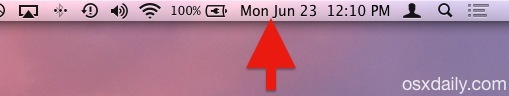 Дата и время, отображаемые в строке меню Mac OS X